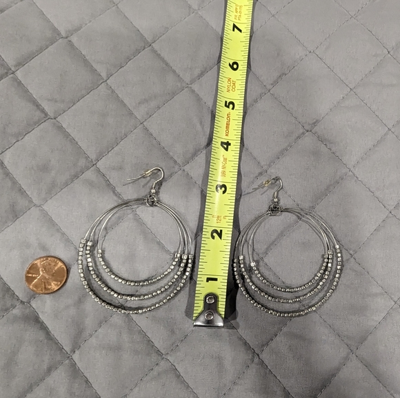 STELLA & DOT Silver Bead Hoop Earrings - Picture 3 of 5